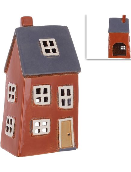 Свічник керамічний Будиночок Коричневий 23 см, зображення 2