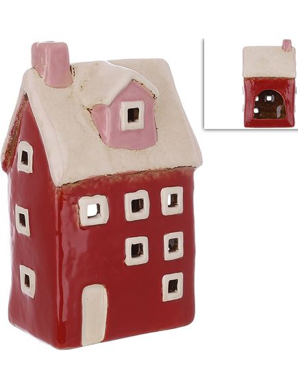 Свічник керамічний Будиночок Червоний 16,5 см, зображення 2