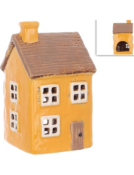 Свічник керамічний Будиночок Жовтий 14,5 см, зображення 2