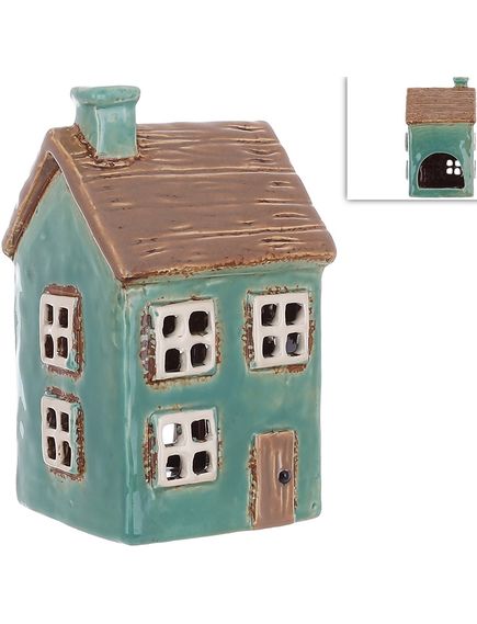 Свічник керамічний Будиночок Бірюзовий 13,5 см, зображення 2