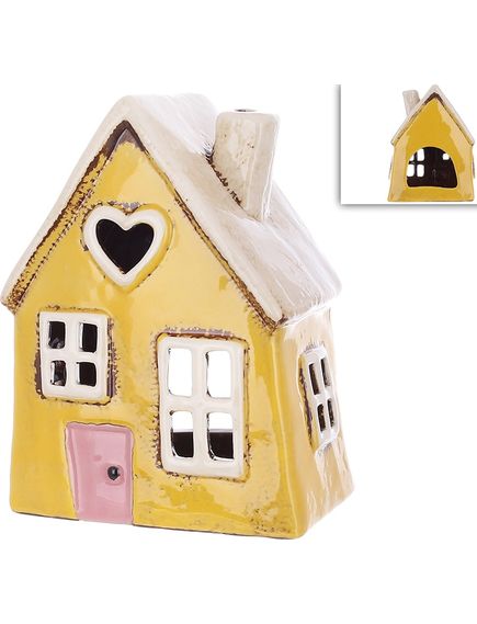 Свічник керамічний Будиночок Жовтий 16 см, зображення 2