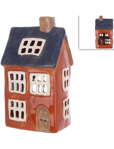 Свічник керамічний Будиночок Коричневий 16,5 см, зображення 2