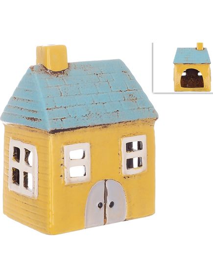 Свічник керамічний Будиночок Жовто-Блакитний 12,5 см, зображення 2