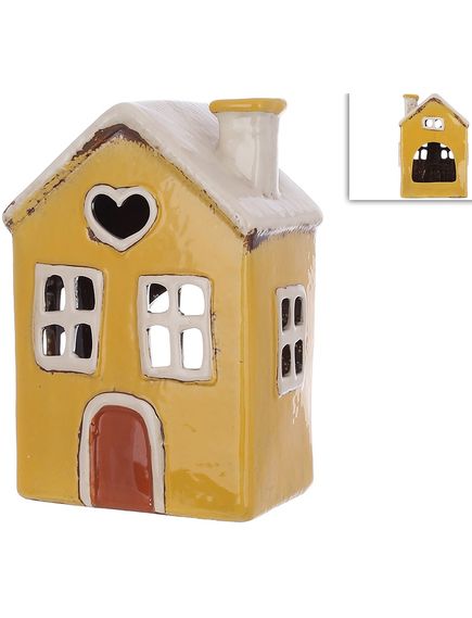 Свічник керамічний Будиночок Жовтий 15 см, зображення 2