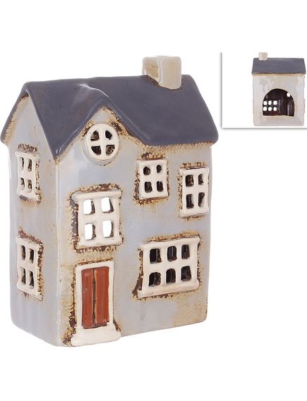 Свічник керамічний Будиночок Сірий 17,5 см, зображення 2