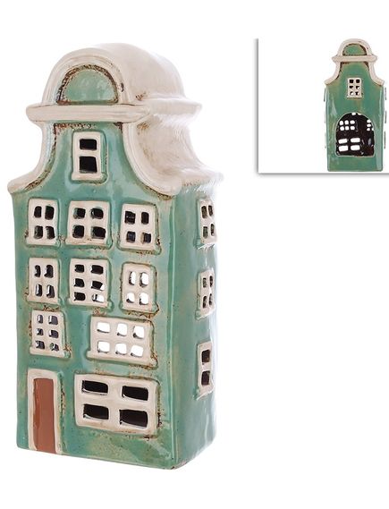 Свічник керамічний Будиночок Зелений 24 см, зображення 2