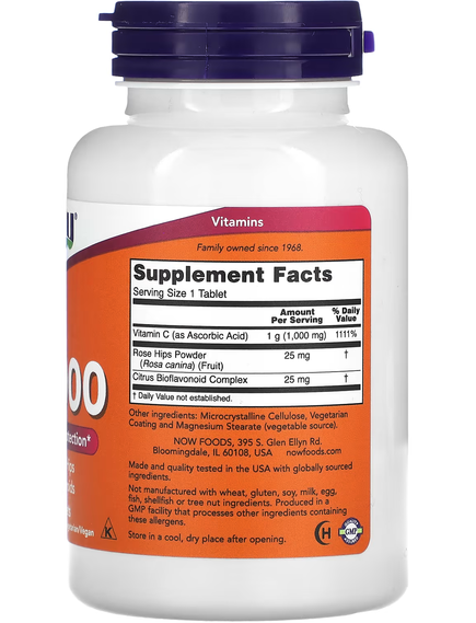 Now Foods C-1000 Вітамін C з шипшиною та біофлавоноїдами 100 таблеток, зображення 2