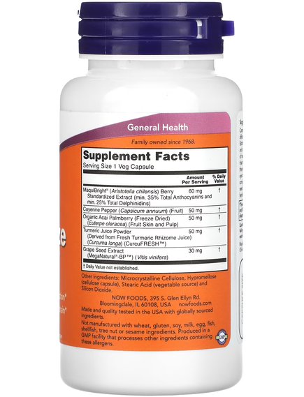 Now Foods Зволожувальний засіб для шкіри навколо очей із добавкою MaquiBright 60 веганських капсул, зображення 2