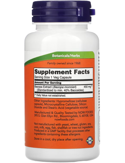 Now Foods Екстракт Бакопи 450 мг 90 веганських капсул, зображення 2