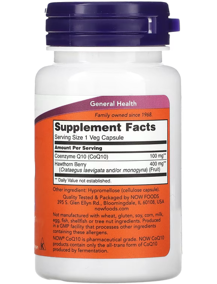 Now Foods CoQ10 Коензим Q10 100 мг 30 веганських капсул, зображення 2