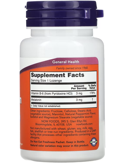 Now Foods Мелатонін 3 мг 90 веганських пастилок, зображення 2