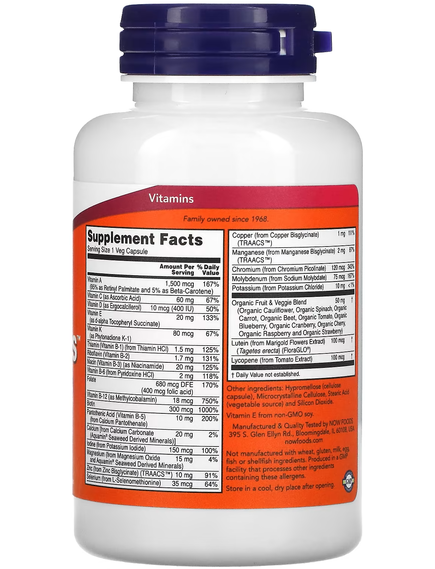 Now Foods Daily Vits Мультивітаміни та мінерали 120 веганських капсул, зображення 2