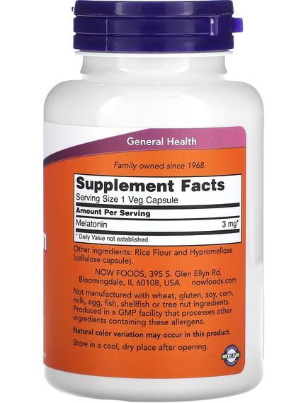 Now Foods Мелатонін 3 мг 180 веганських капсул, зображення 2