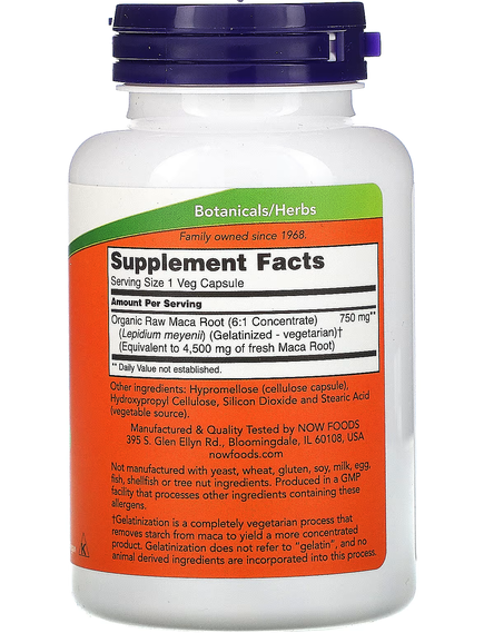 Now Foods Мака Необроблена 750 мг 90 веганських капсул, зображення 2