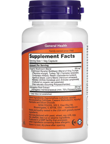 Now Foods Mushroom Immune Renew Підтримка імунної системи 90 веганських капсул, зображення 2