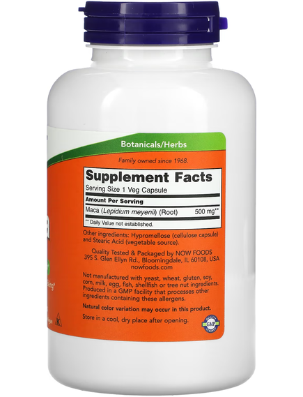Now Foods Мака 500 мг 250 веганських капсул, зображення 2
