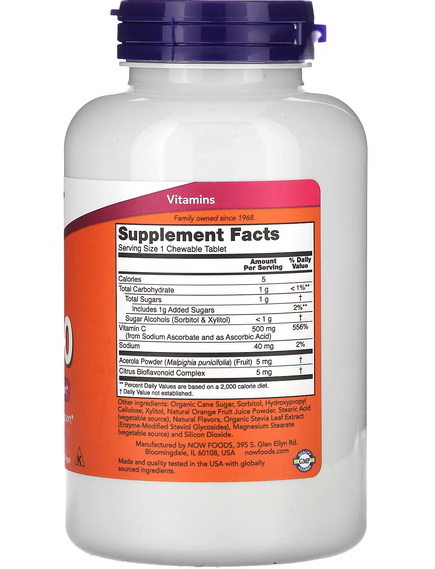 Now Foods Вітамін C-500 зі смаком апельсину 100 жувальних таблеток, зображення 2