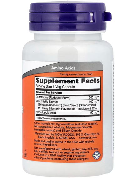 Now Foods Глутатіон 500 мг 30 веганських капсул, зображення 2