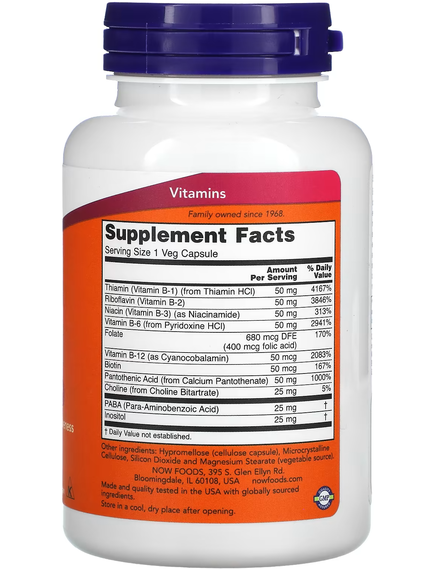 Now Foods Вітамін B-50 100 веганських капсул, зображення 2