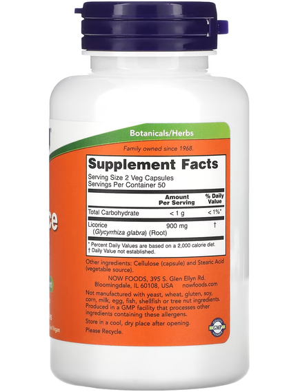 Now Foods Корінь Солодки 450 мг 100 веганських капсул, зображення 2