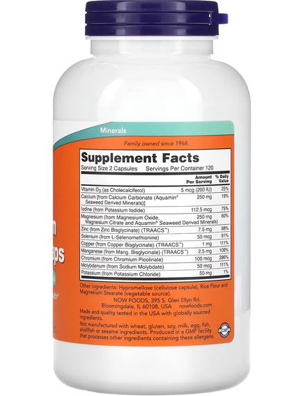 Now Foods Мінерали повного спектру 120 вегетаріанських капсул, зображення 2