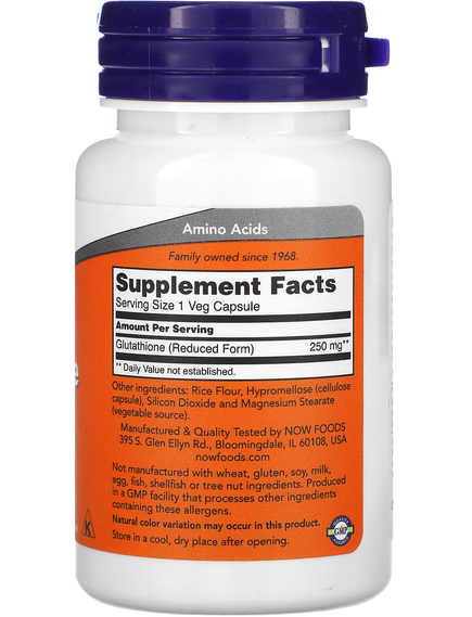 Now Foods Глутатіон 250 мг 60 веганських капсул, зображення 2