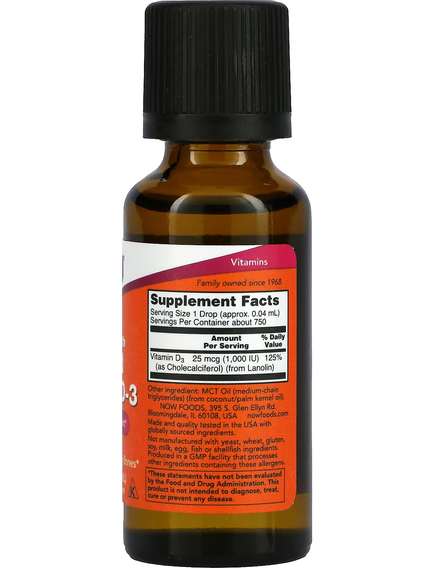 Now Foods Вітамін D3 у рідкій формі 30 мл, зображення 2