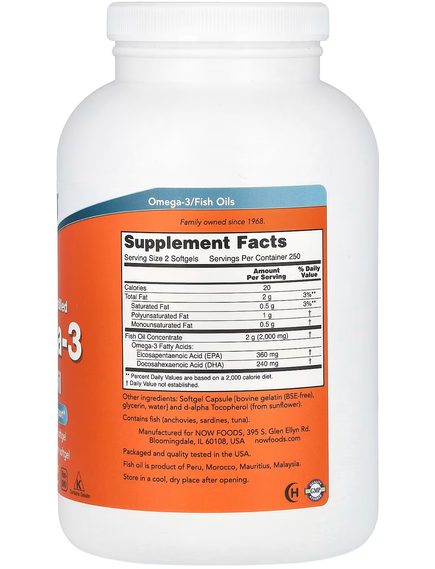 Now Foods Омега-3 Риб’ячий жир 1000 мг 500 м'яких капсул, зображення 2