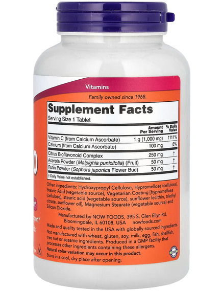 Now Foods C-1000 Комплекс буферизованого вітаміну С 180 веганських таблеток, зображення 2