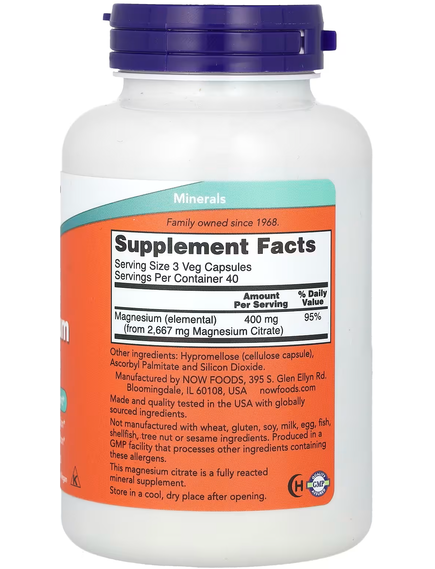 Now Foods Цитрат Магнію 133 мг 120 веганських капсул, зображення 2