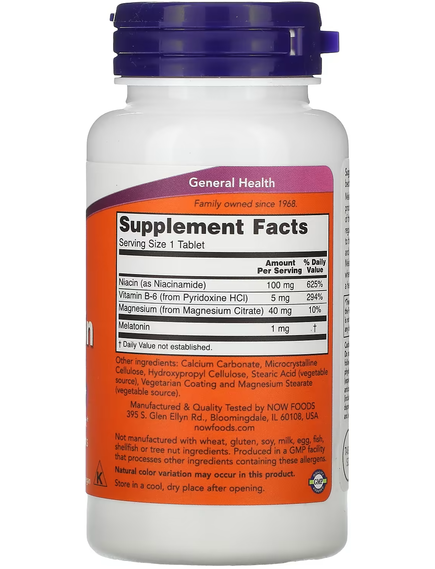 Now Foods Мелатонін 1 мг 100 веганських таблеток, зображення 2