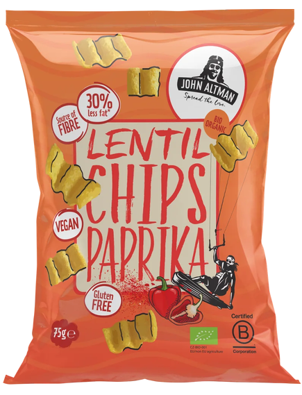 John Altman Чипси з червоної сочевиці Паприка органічні упаковка 12шт*75 г, зображення 2