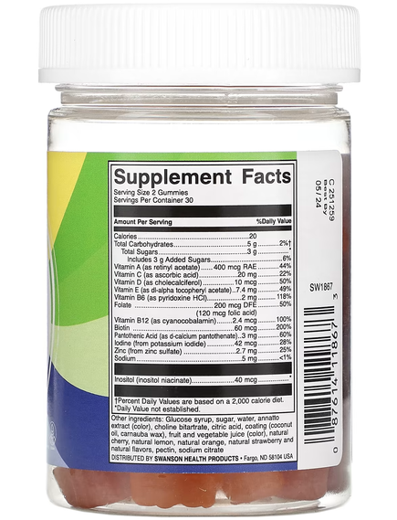 Swanson Мультивітаміни для дітей зі смаком фруктового міксу 60 жувальних таблеток, зображення 2