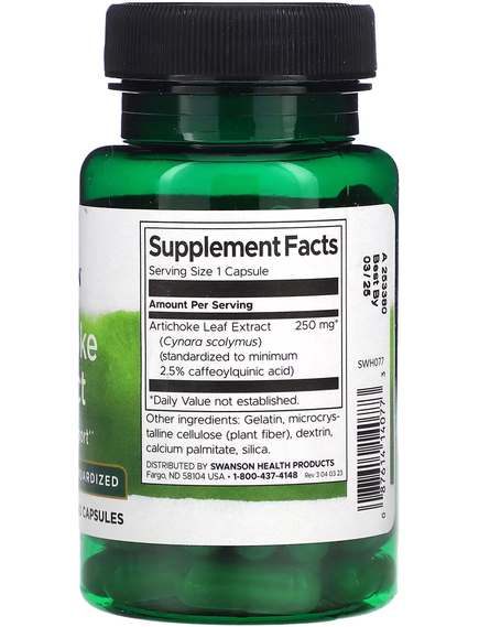 Swanson Екстракт Артишоку 250 мг 60 капсул, зображення 2
