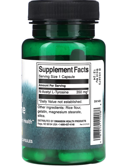 Swanson N-Ацетил-L-Тирозин 350 мг 60 капсул, зображення 2