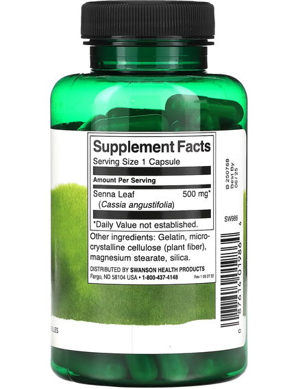 Swanson Листя Сенни 500 мг 100 капсул, зображення 2