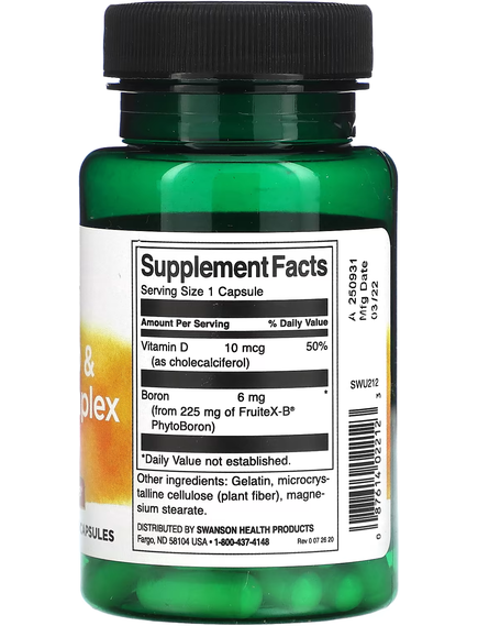 Swanson Вітамін D та Бор 60 мг 250 капсул, зображення 2