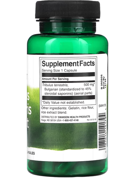 Swanson Екстракт Трибулуса 500 мг 60 капсул, зображення 2