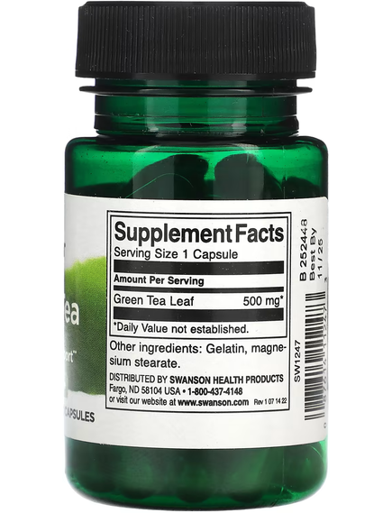 Swanson Зелений Чай 500 мг 30 капсул, зображення 2