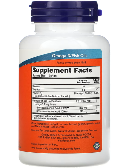 Now Foods Tri-3D Omega 330 мг ЕПК 220 мг ДГК 90 м'яких капсул, зображення 2