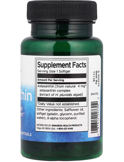 Swanson Астаксантин 4 мг 60 м'яких капсул, зображення 2