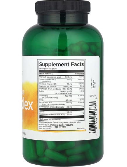 Swanson Super Stress Комплекс вітамінів групи B з вітаміном C 240 капсул, зображення 2