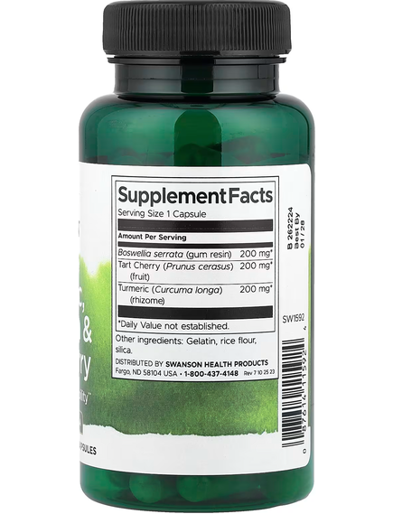 Swanson Full Spectrum Куркума, Босвелія та Вишня 60 капсул, зображення 2
