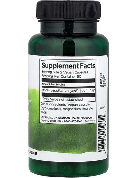 Swanson Full Spectrum Мака 500 мг 100 веганських капсул, зображення 2