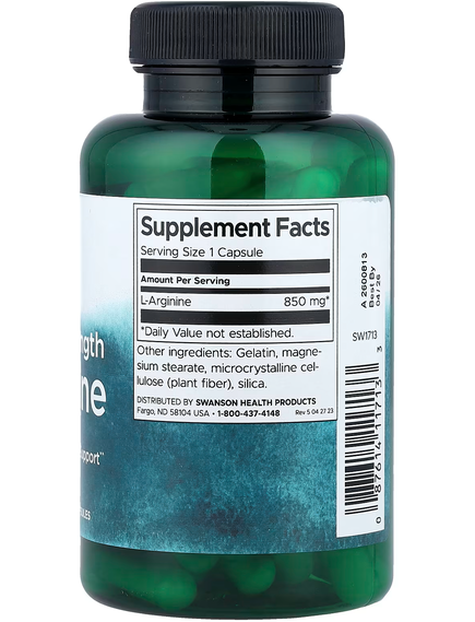 Swanson L-Аргінін Максимальної Ефективності 850 мг 90 капсул, зображення 2