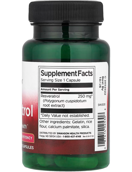 Swanson Ресвератрол 250 мг 30 капсул, зображення 2