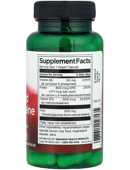 Swanson Активований Гомоцистеїн 60 веганських капсул, зображення 2