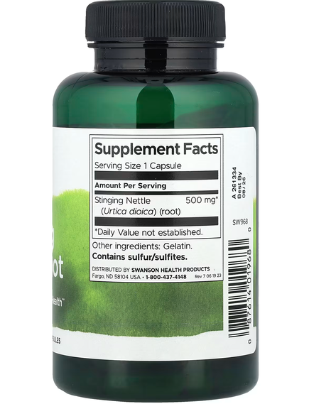 Swanson Корінь Кропиви Дводомної 500 мг 100 капсул, зображення 2