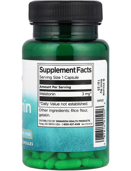 Swanson Мелатонін 3 мг 120 капсул, зображення 2