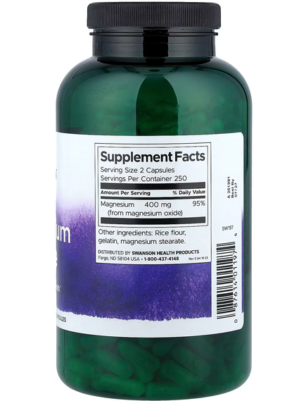 Swanson Оксид Магнію 200 мг 500 капсул, зображення 2